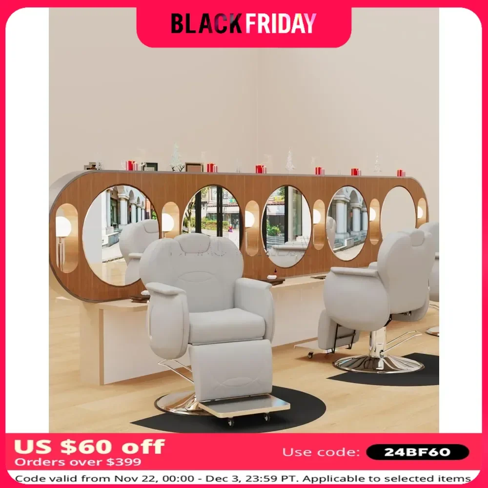 Barber Chair Reclining Chairs with Comfortable Seat Cushion  All-Purpose Hair Chairs with Removable Headrest Salon Chair