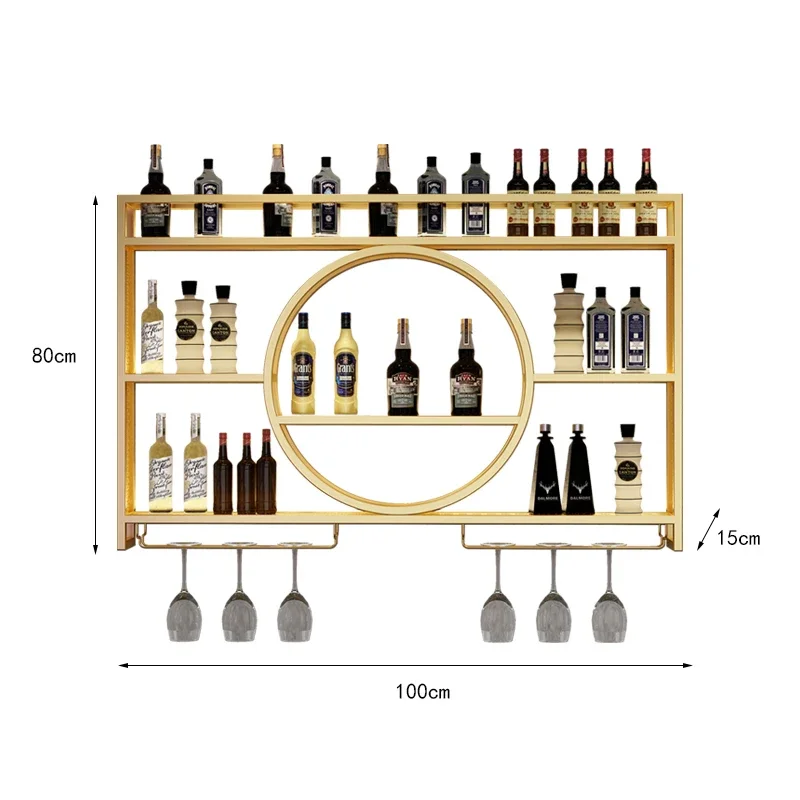 Gold Hanging Wine Bar Cabinet Metal Modern Vertical Commercial Bar Shelf Beer Restaurant Home Stojak Na Wino Bar Decorations