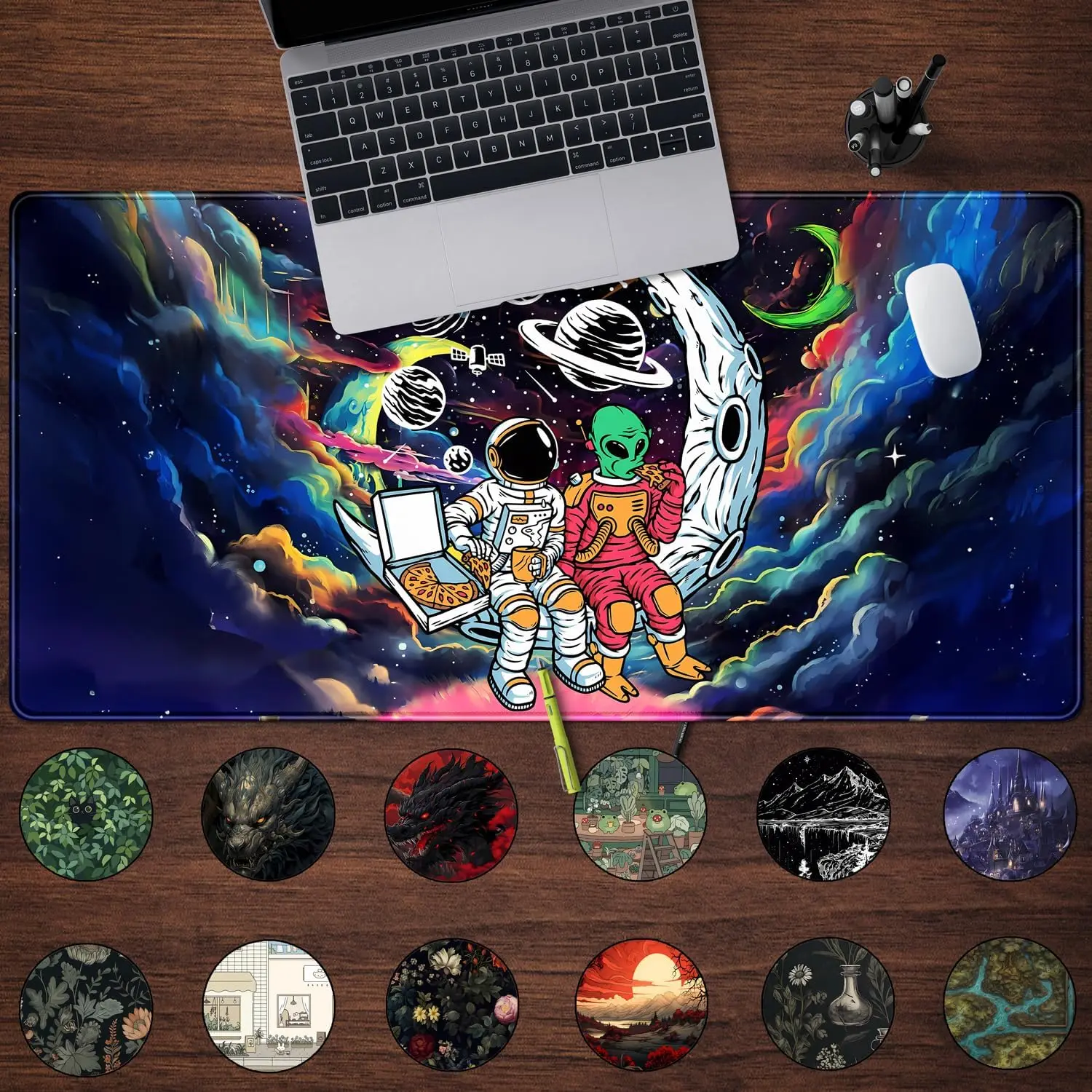 Mouse Pads Large Mouse Pads 900x400 Funny Space Astronaut Alien Gaming Desk Mat Anime Trippy Universe Extended