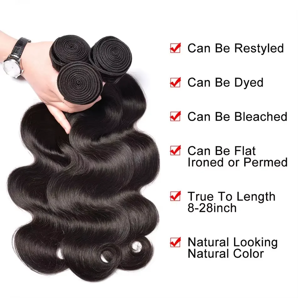 100% 인모 바디 웨이브 번들 30 32인치 인도산 버진 헤어 3/4개 묶음 특가 천연 미가공 헤어 익스텐션