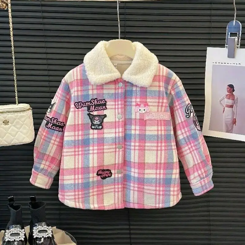 

Hot Kuromi Coat Kawaii Fashion Winter Long Sleeves Student Embroidery Casual Fleece-Lined and Thickened Chil Clothing new style