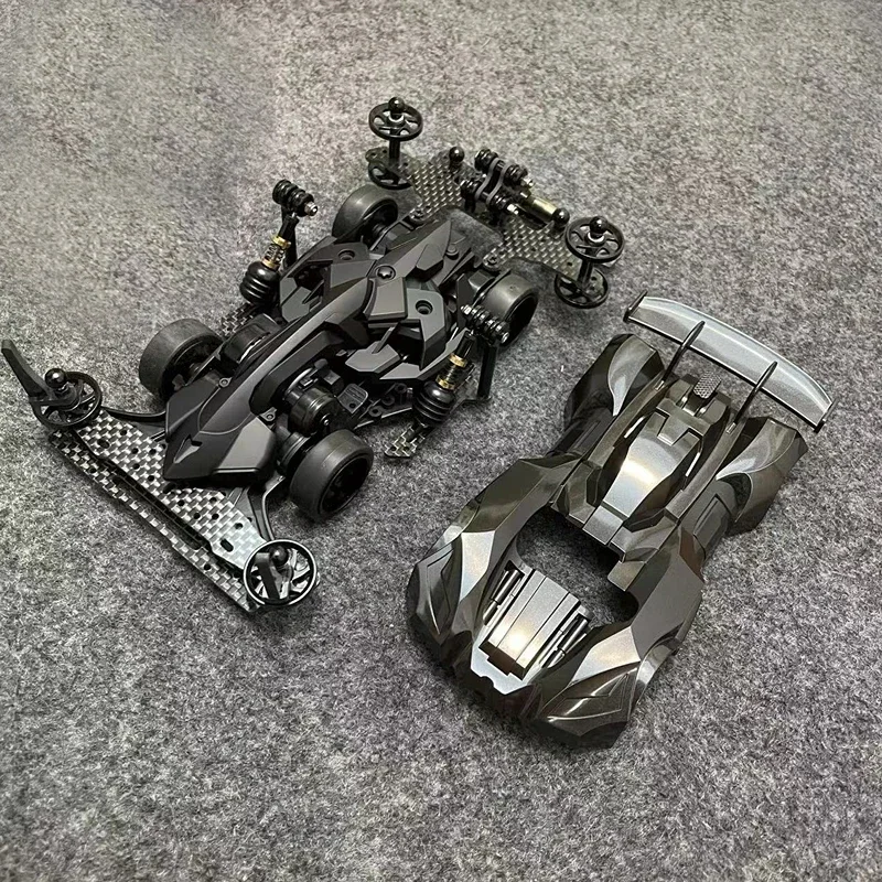 

1 Set 1/32 Mini 4WD Car MACH FRAME FIGHTING with FMA Chassis Double Shell Matte/Metallic Black Spray Painted Cowl