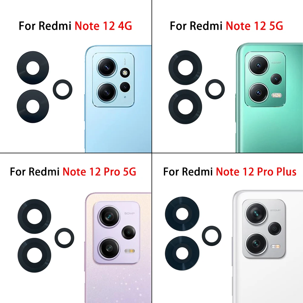 2 Pcs For Xiaomi Redmi Note 12 4G Pro 5G / Note 12 Pro Plus Rear Back Camera Glass Lens Replacement With Adhesive Sticker