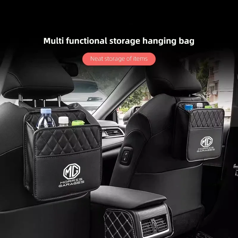 Car Seat Back Storage Organizer Car Backseat Organizer PU Leather Storage Bag For MG ZS MG4 EV MG HS MG3 MG5 EV Marvel R MG ONE