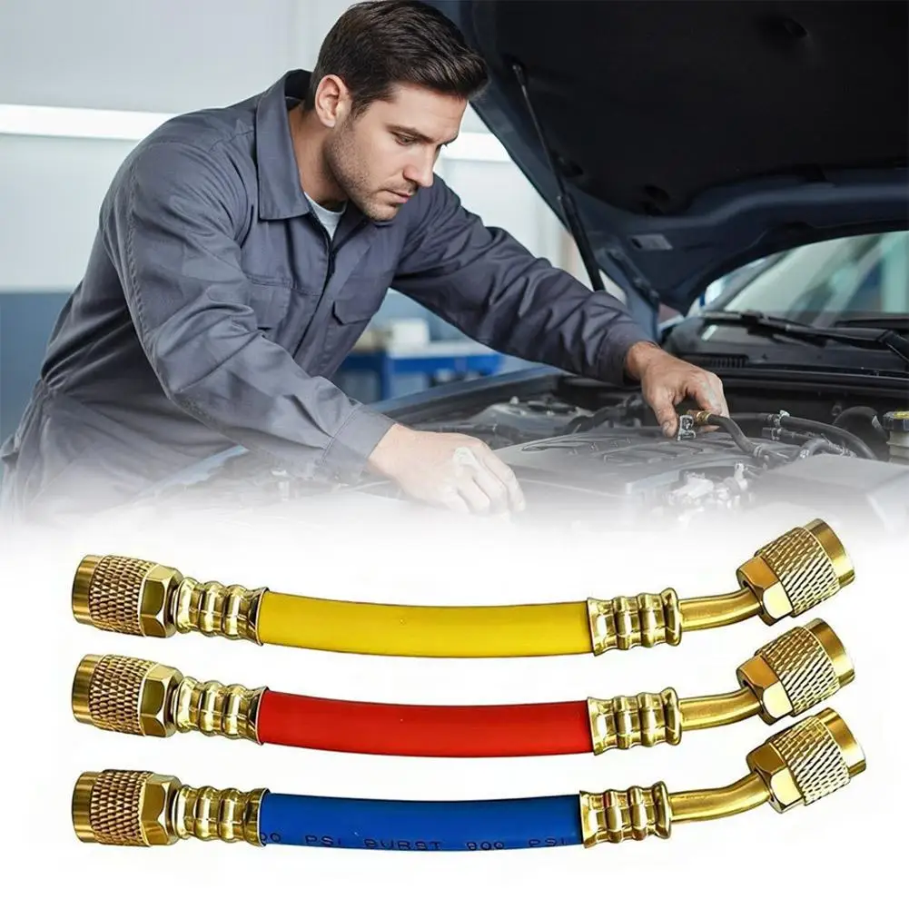 Refrigerant Charging Hose Short High Pressure Proof 1/4SAE Copper Connector For Air Condition Repair 15cm 20cm 30cm Random Color