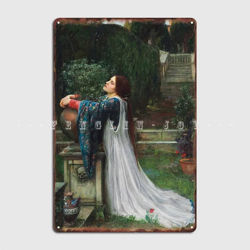 Isabella And The Pot Of Basil John William Waterhouse 1907 Metal Plaque Poster Garage Club Plaques Custom Tin Sign Poster