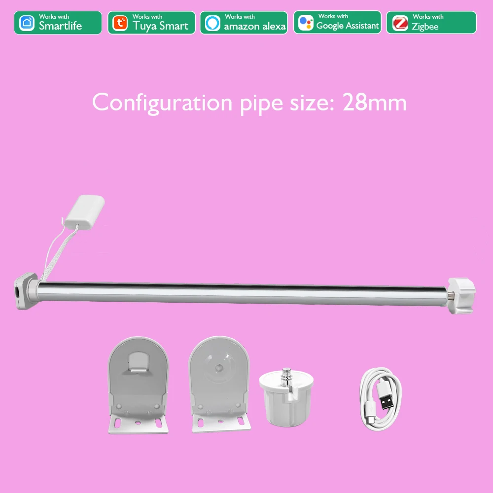 LifeLibero Tuya Zigbee Battery Smart Roller Blind Motor Electric Curtain Shade for 20/25/28mm Tube Automation Works with Alexa