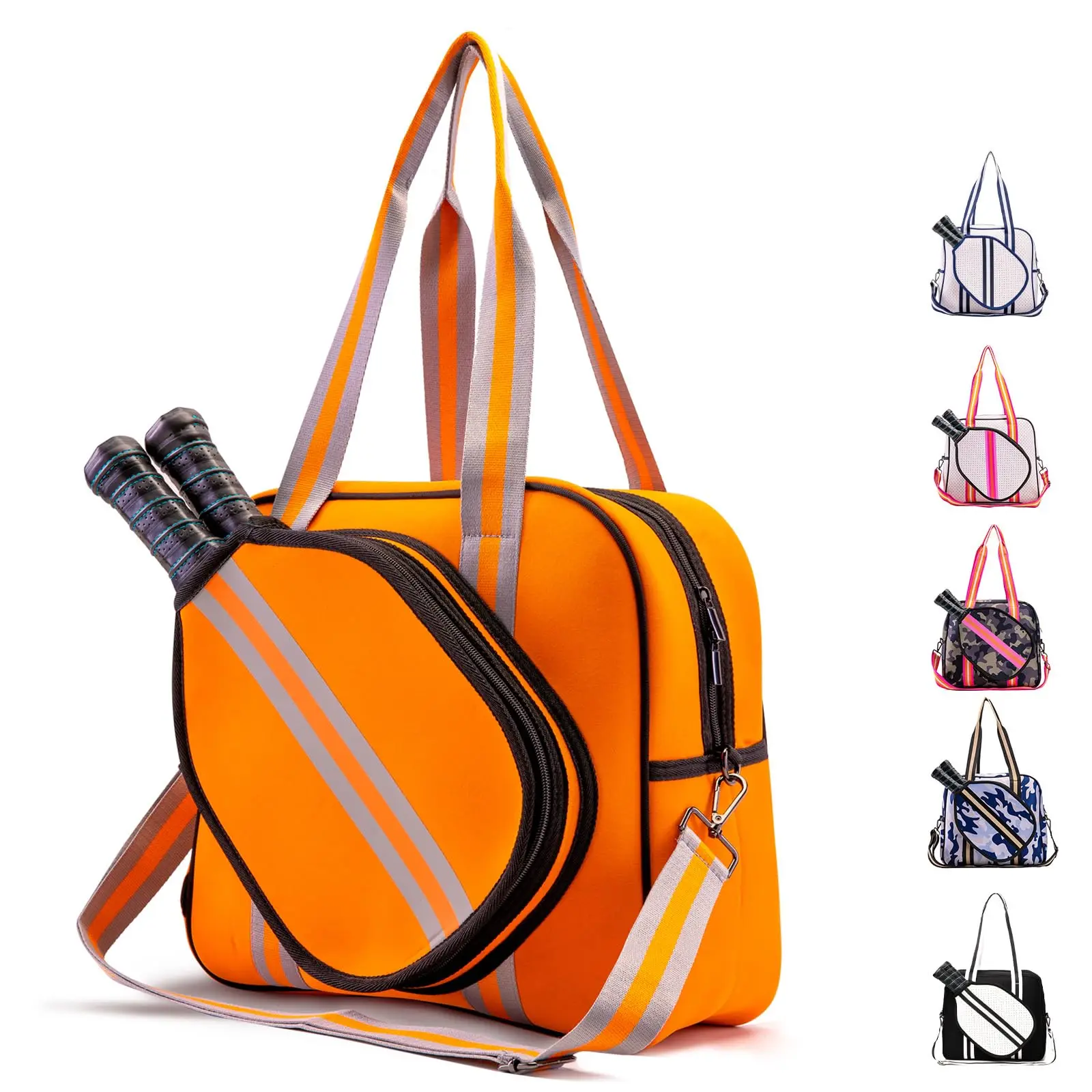 

2025 Neoprene Pickleball Tote Bag for Women Men Large Shoulder Bag with Zipper for Pickleball Racquet Sport Crossbody Sling Bag