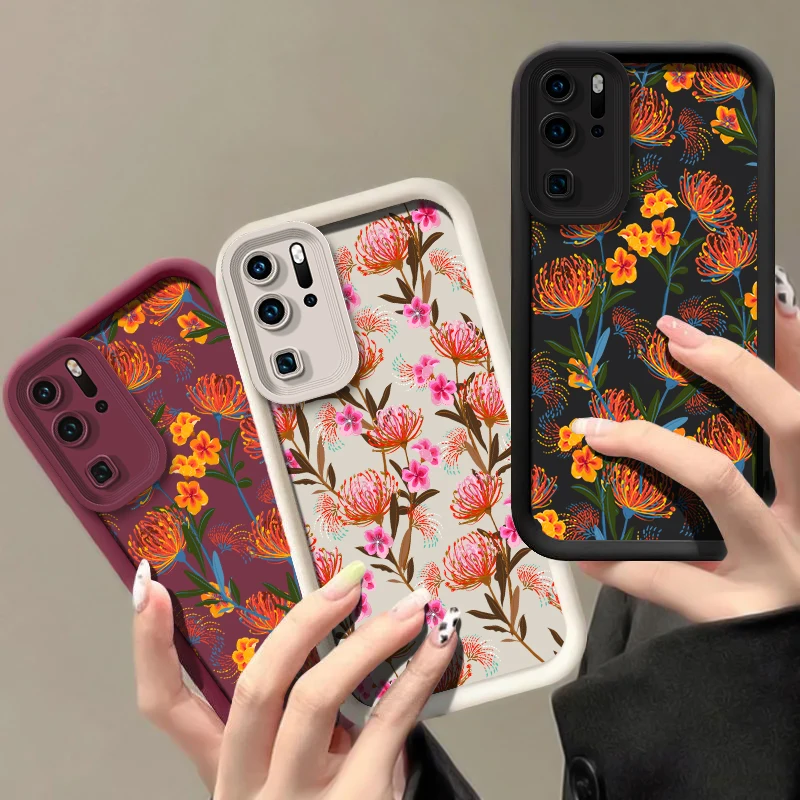 Funda de teléfono con protección de lente de cámara para Huawei Nova Y90 Y 90 7 Pro 5i Y70 Plus 10 9 SE, funda de silicona a prueba de golpes con patrón de flores