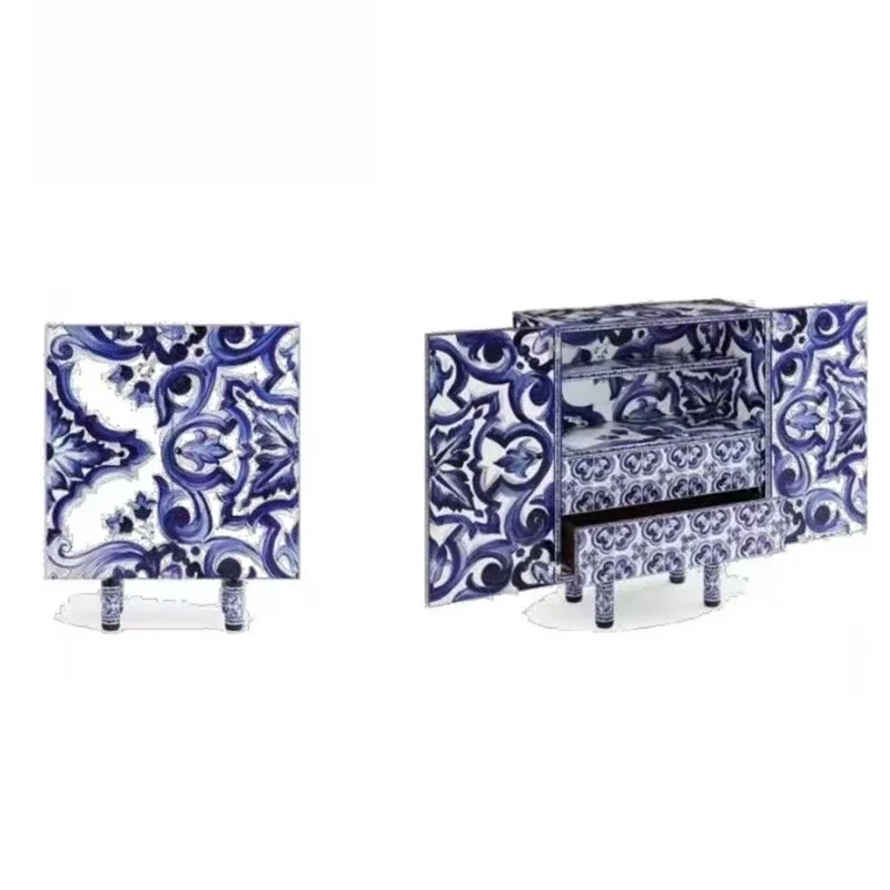 White porcelain blue dining table new style characteristic pattern pattern table