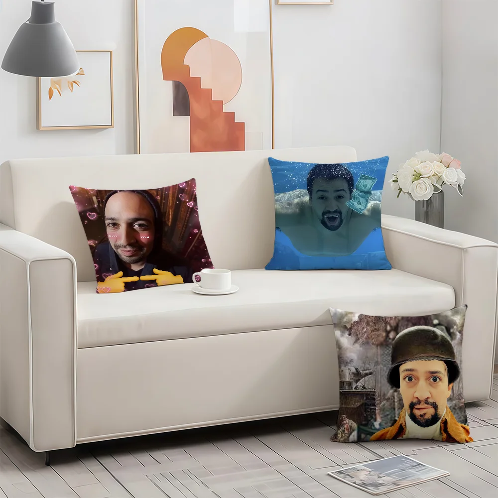 L-Lin Manuel Miranda Singer cushion cover Birthday Anniversary Gifts Double Sided Printed Zipper Cushion Cover Soft Skin Bedding