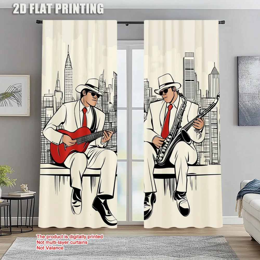 

2pc, Scene Curtains Men Band Machine Washable Fabric,Without Electricity Holiday Decorations Suitable for Daily home