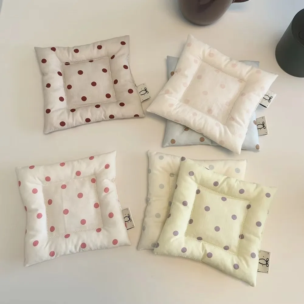 Vintage Polka Dot Cotton Coasters Fabric Quilted Cup Mat Cream Color Square Insulation Pad Home Decor Gifts