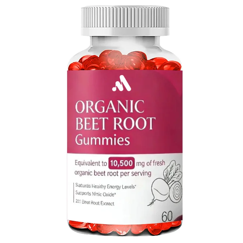 Organic Beetroot Gummies 10500mg 21:1 Extract Containing Grape Seeds and Black Pepper 60 Gummies