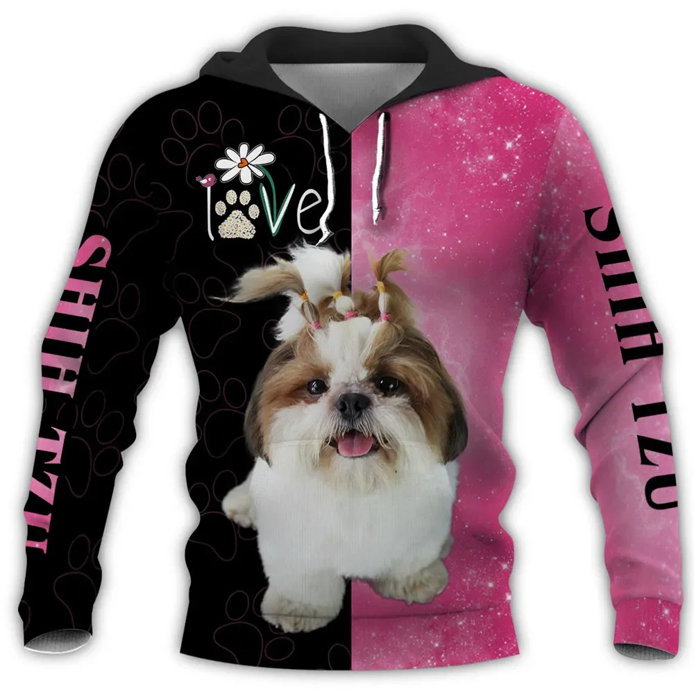 HX Animals Hoodies 3D Graphic Floral Love Hoodies Animals Dogs Boxer Sweatshirts Casual Pocket Tops Unisex Sportswear