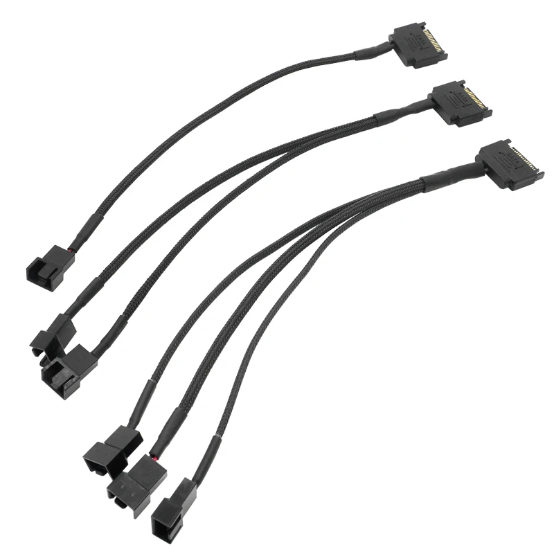 27cm/9.84in Sleeved SATA 15Pin To 2 Way 3Pin 4Pin Fan Power Adapter Extension Cable Wire Cord Computer Cooling Systerm Lines