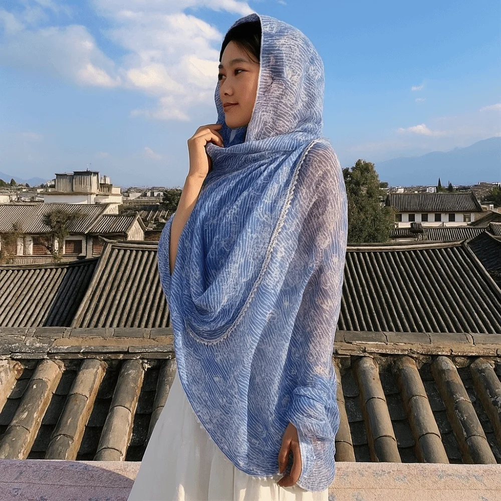 

Elegant Sun Protection Paisley Shawl Floral Thin Sunscreen Shawl Large Printed Beach Scarf Beach