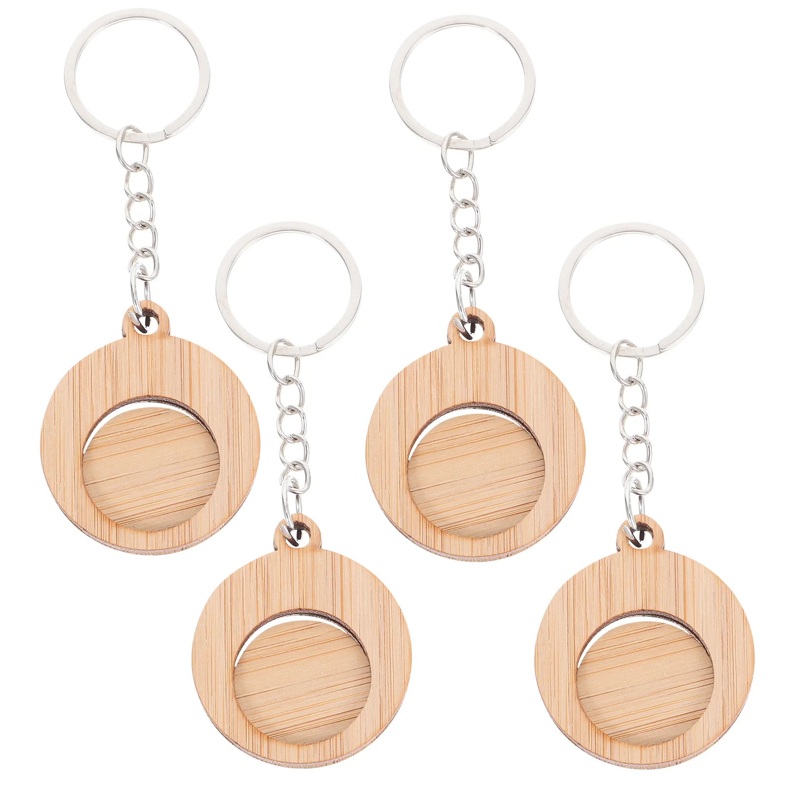 

4 Pcs Bamboo Keychain Shopping Cart Engraving Blanks Wooden Bible Keychains Coconut Quarter DIY