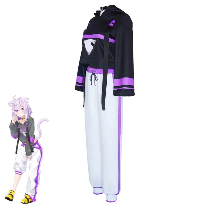 

OPVirtual YouTuber Nekomata Okayu Cosplay Costume Hololive Gamers Tracksuit Black Hoodie Shoe Wig Woman Sexy Daily Party 8f5d][