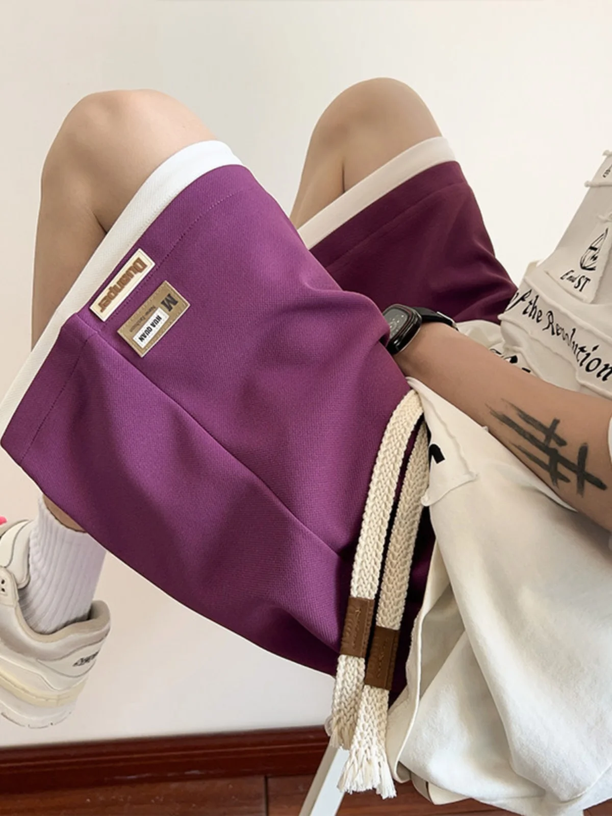 

Men's Summer Loose Fit Breathable ort orts False Two-Piece Lightweight Five-Piece American High Street Sport Casual Pants