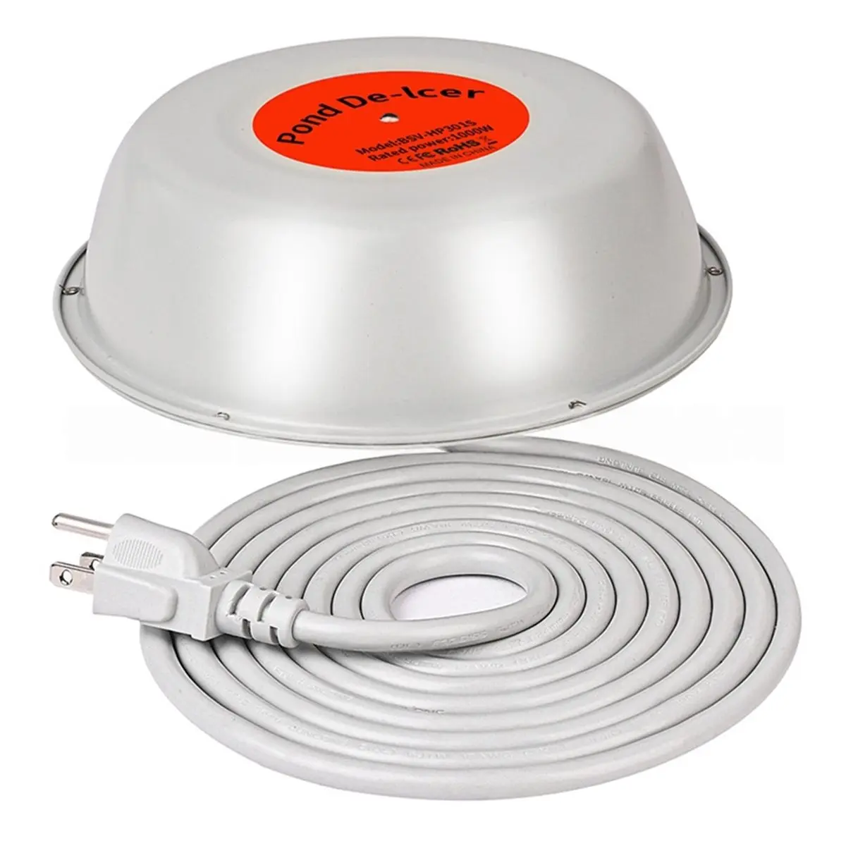 A981P ~1000W Pond Heaters with Auto On/OFF, Floating Pond Deicer with Thermostat-Controlled and LED Indicator US Plug