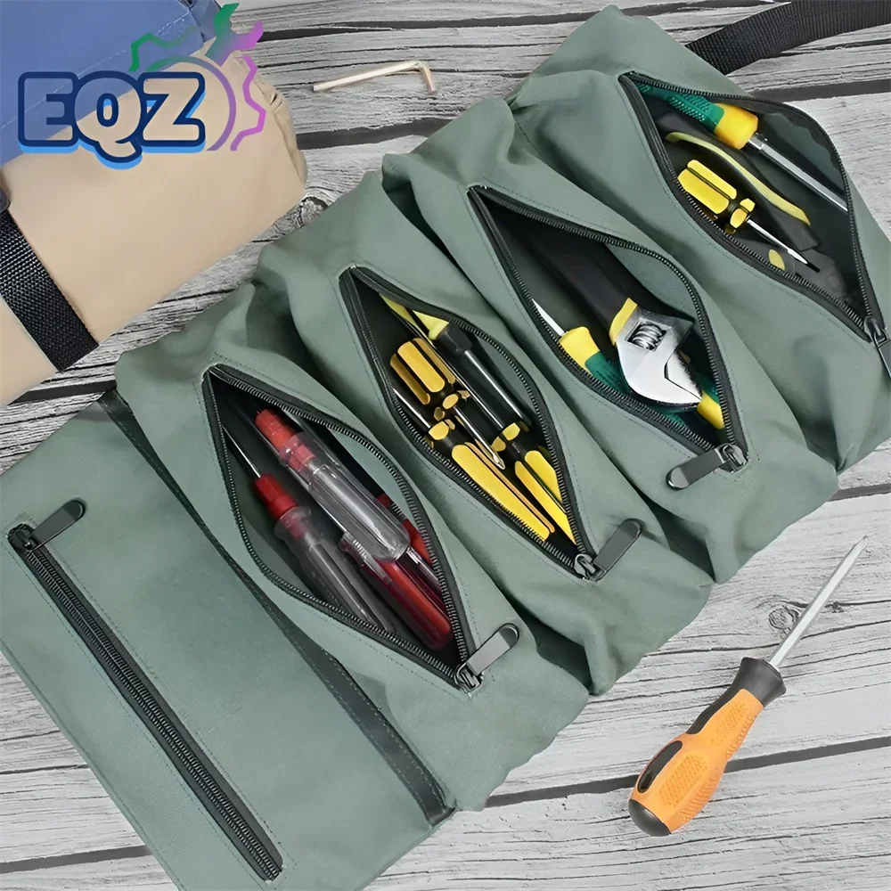 Portable Tool Roll Bag Pouch Wrench Screwdriver Pliers Roll Bags Case Canvas Roll Tool Bag Organizer Tools Storage Bag Case