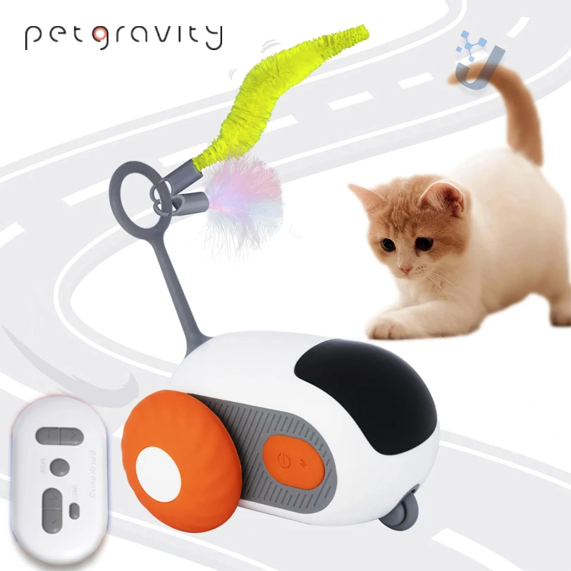 Cat Smart Interactive Car Toy Automatic Moving Remote Mouse Indoor Kitty Ball Toys Controlled Car for Cats Dogs Playing Training