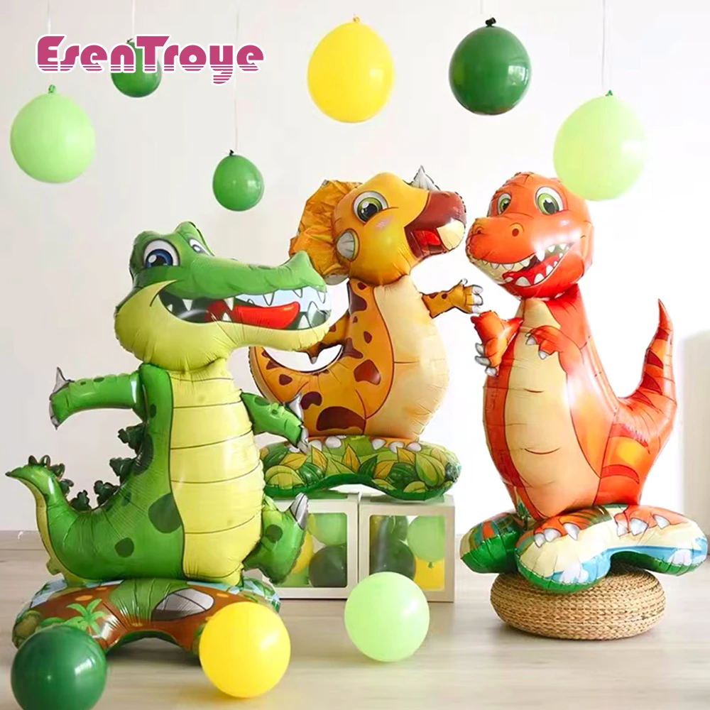 Large 4D Dinosaur Crocodile Foil Standing Inflatable Balloons Big Size Jungle Animal Boys Birthday Party Decor Kids Globos Toys