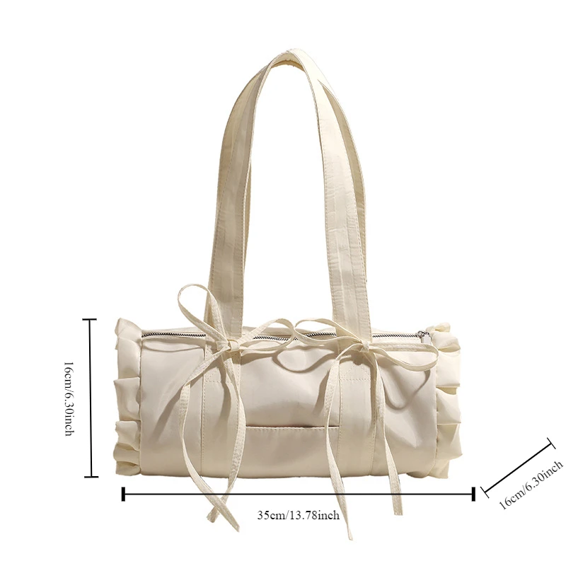 Fresh Sweet Bow Shoulder Bag Fashionable Solid Color Small Popular High end Boston bag Casual Commuting Shoulder Underarm Bag