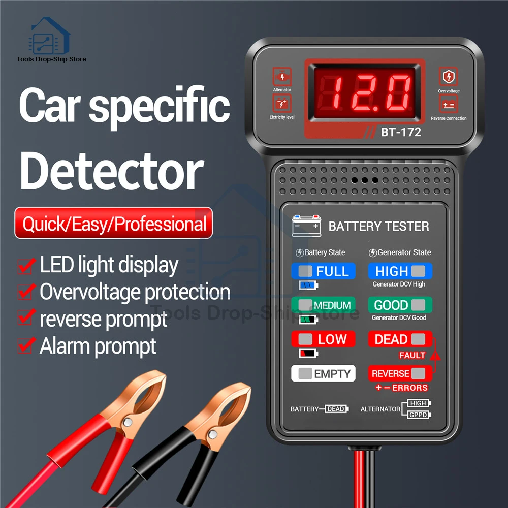 Probador de batería BT-171, analizador Digital de batería automático LCD de 12V, sistema de carga, comprobador de batería de coche, herramientas de diagnóstico