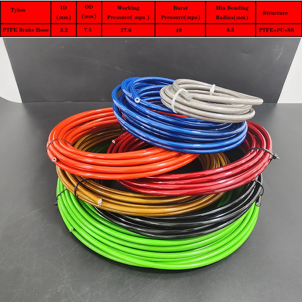 AN3 Stainless Steel Braided Racing Motorcycle Hydraulic Brake Hose Line Nylon / PTFE Clutch Oil Line Dirt Bike Modification Pipe