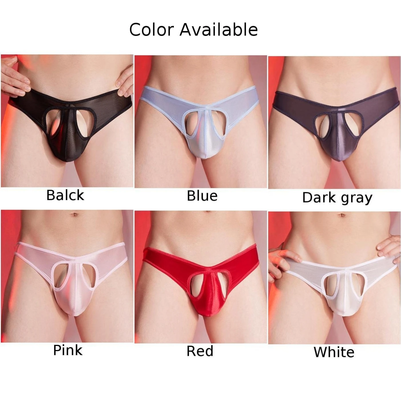 Underwear Men Sexy Oil Shiny Briefs Low Rise Elastic Lingerie Panties Gay Underwear Hollow Out Breathable Thong Underpants