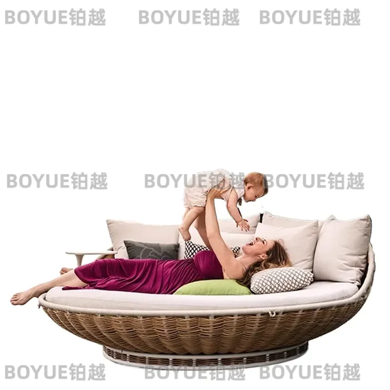 Outdoor Rattan Hanging Hammock Chair Double Swing Bed for Garden Balcony Patio Round Cradle Sofa Home Decor Furniture