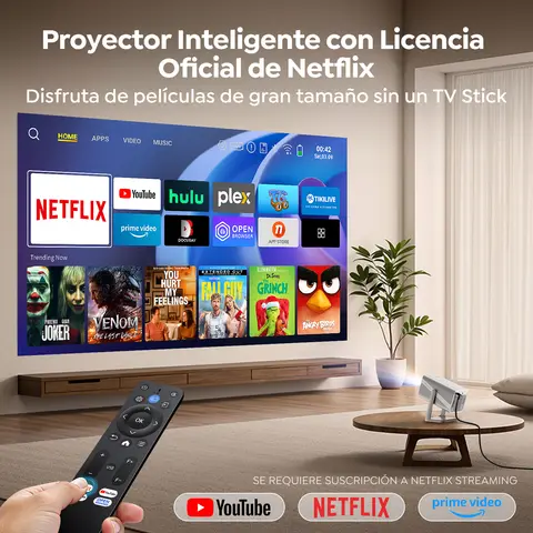 TOPRO Proyector compatible con 4K Full HD , proyector portátil 800 ANSI nativo 1080p con Auto Focus/Keystone, WiFi 6 y Bluetooth 5.2 Netflix para cine en casa.