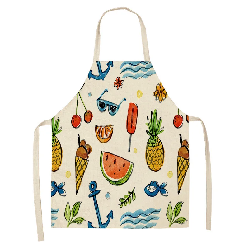 New Fruit Print Sleeveless Apron Home Daily Sleeveless Cover Home Kitchen Apron Herramientas Limpieza De Hogar Delantal Cocina