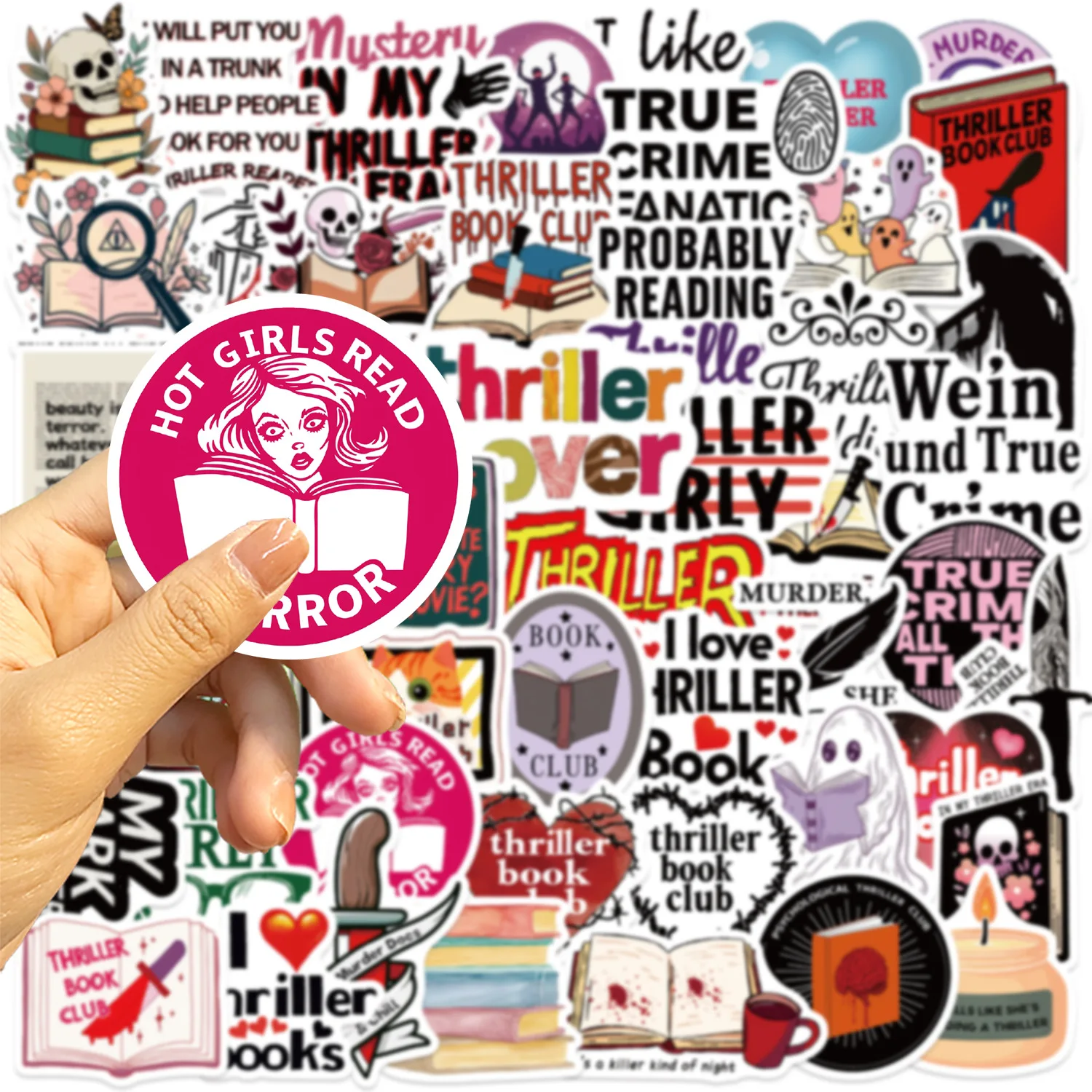 50 قطعة كتب الإثارة الرعب الكتابة على الجدران ملصقات DIY بها بنفسك الهاتف الغيتار المحمول دفتر حقيبة كوب ملصق مضاد للمياه الشارات