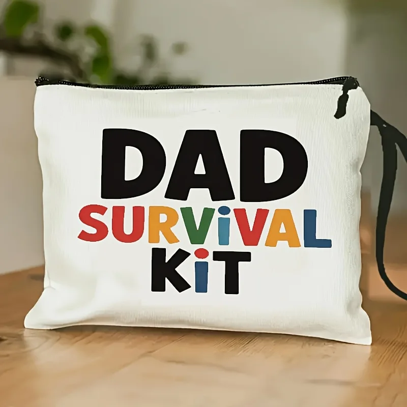 

Dad Survival Kit Daily Necessities Storage Bag Vibrant Makeup Bag with Funny Pattern Portable Travel Toiletries Bag Essentia