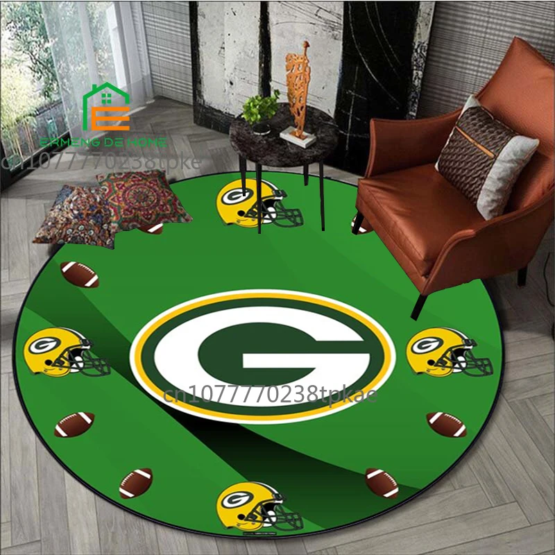 

American Basketball Team Cowboy Dolphin Steeler Logo Printing Round Carpet Living Room Bedroom Beautiful Rugs Non -slip Area Rug