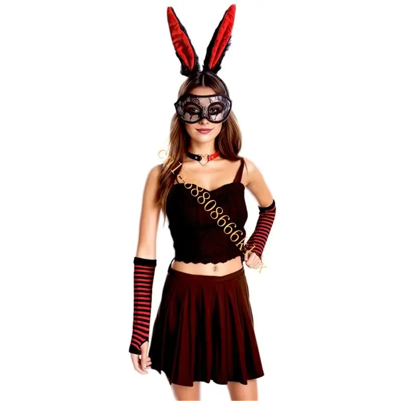 زي أرنب عيد الفصح للنساء آذان أرنب أذنب الشريط جوارب الأشرطة التيل لحزب كوز هالوين 066C