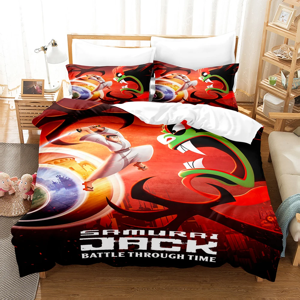 Samurai Jack Aku Robot Army 3D Bedding Set Duvet Cover 2 Pillowcases Single Twin Full Queen King Size Anime Bed Linen For Decor