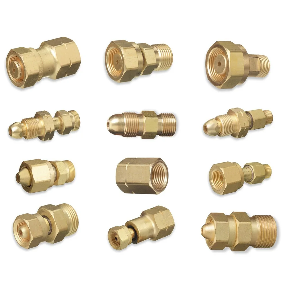Acetylene Cylinder to Regulator Adapters for CGA 200 CGA 300 CGA 510 and CGA 520 Connections Brass Construction