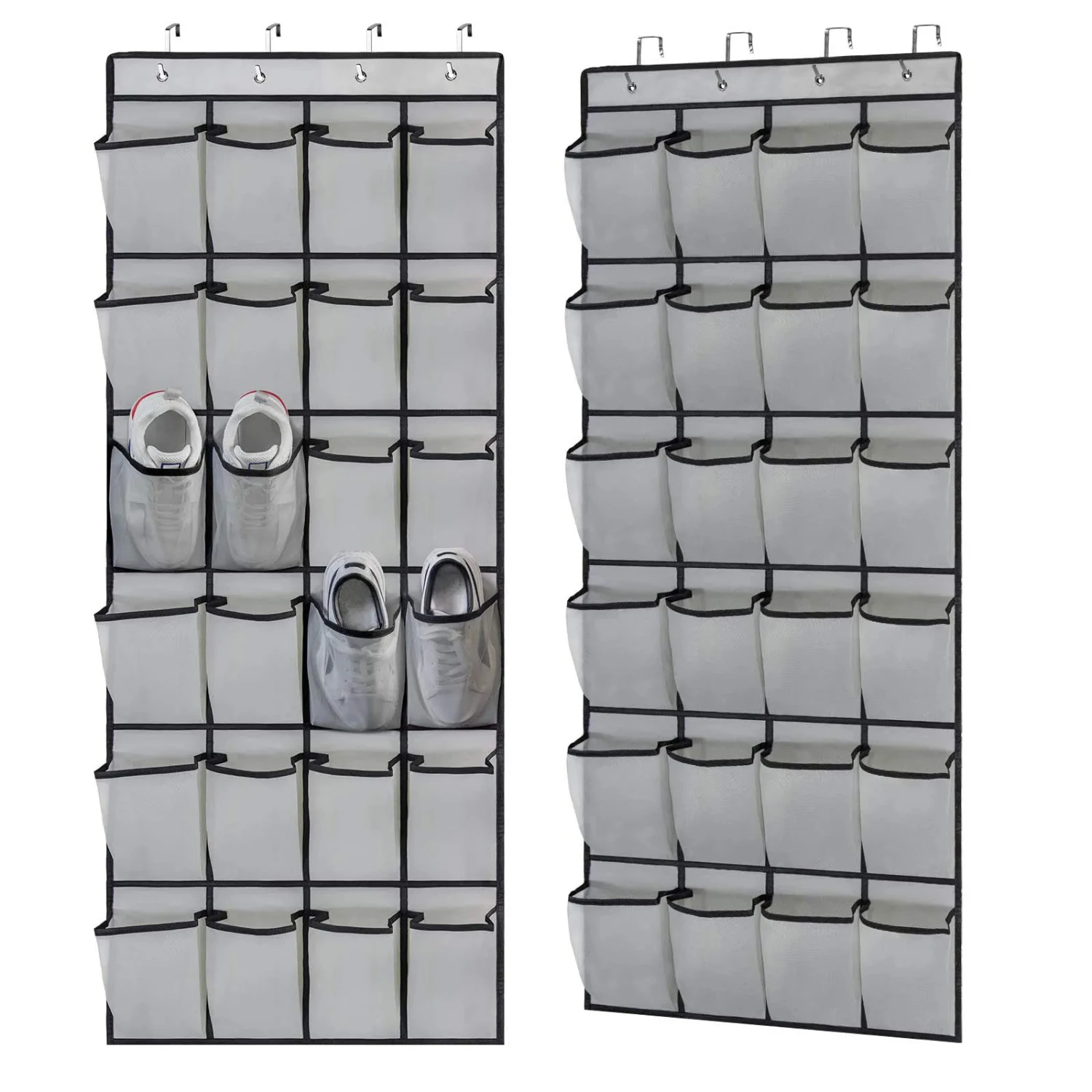 24 Compartment Non-Woven Wall Mounted Shoe Organizer for Bathroom and Hat Storage Behind the Door - Space Saving Sundry Organize