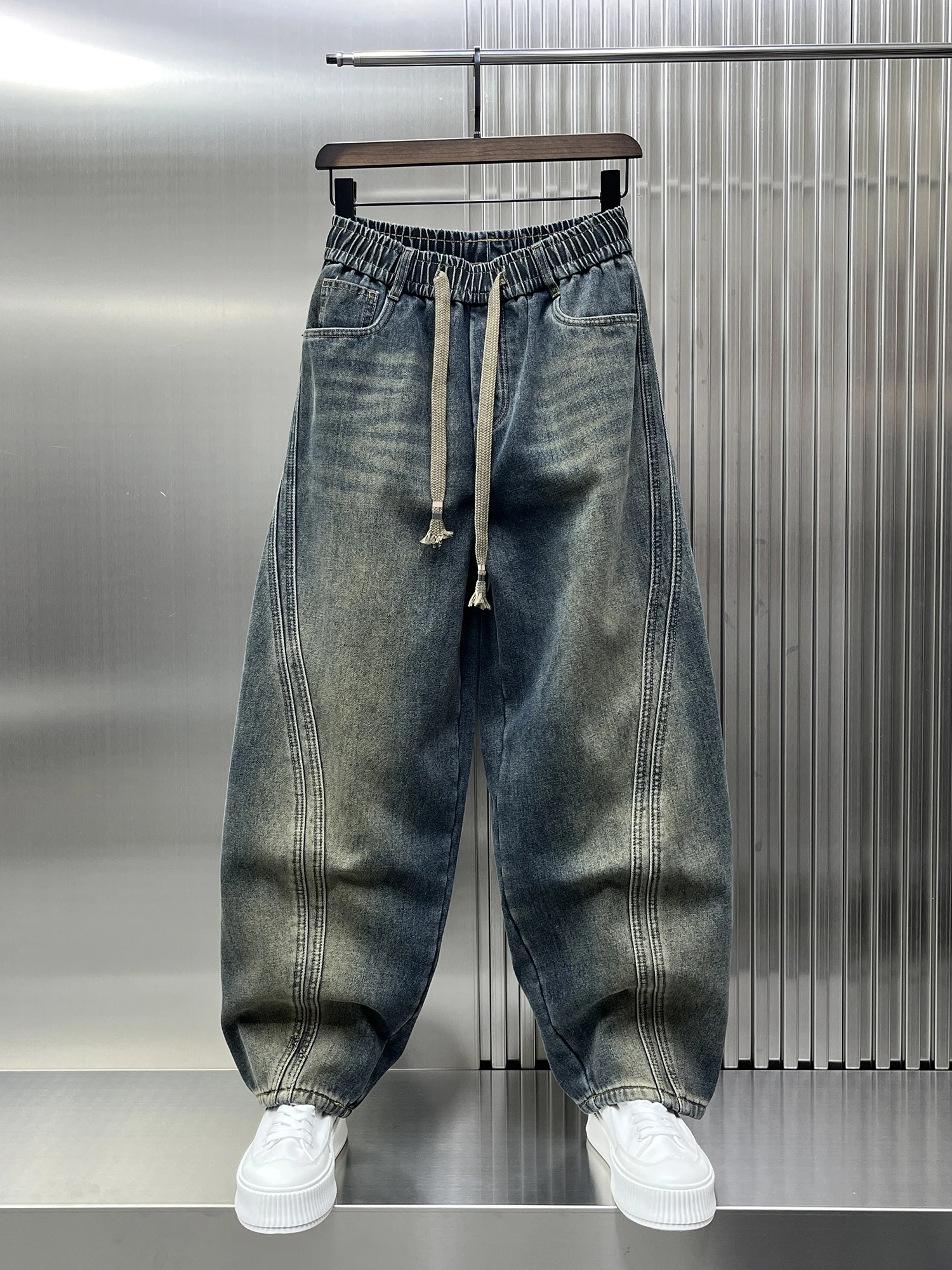 

Мужские повседневные джинсы свободного кроя на флисовой подкладке, в американском ретро-стиле, зимние, больших размеров, прямые брюки, молодежный тренд, износостойкие