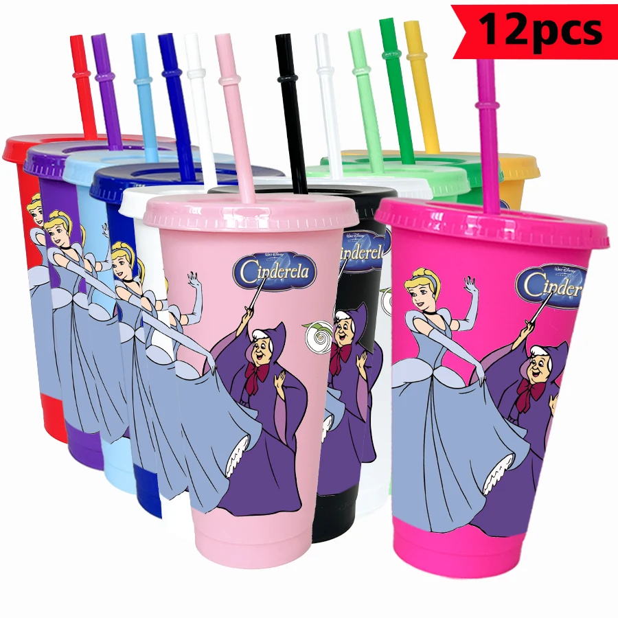 

12PCS/pack Disney, Cinderella, 26oz multi-color plastic water cup party drinking utensils birthday/back to school gift