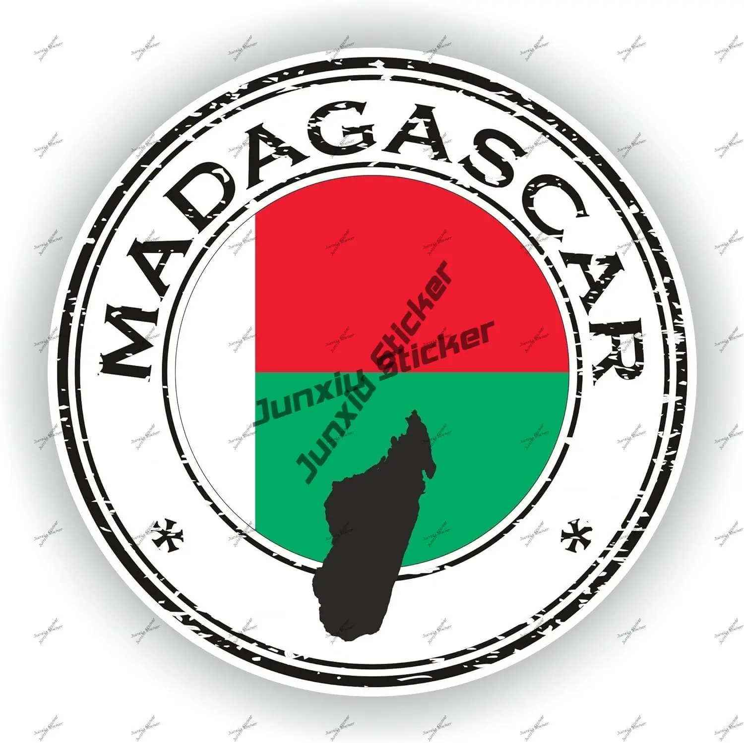 Madagascar Seal Round Flag Sticker Coat of Arms of Malagasy Emblem Map Decal for Car SUV Laptop Fridge Guitar Motor Accessories