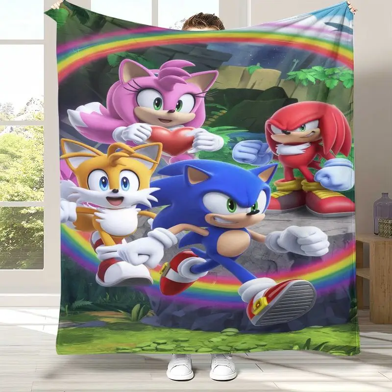 Vintage S-Sonic Rings K-Knuckles Game Flannel Throw Blanket,Cozy Warm Blanket for Bed,Sofa,Living Room,Picnic,Camping,Home Decor