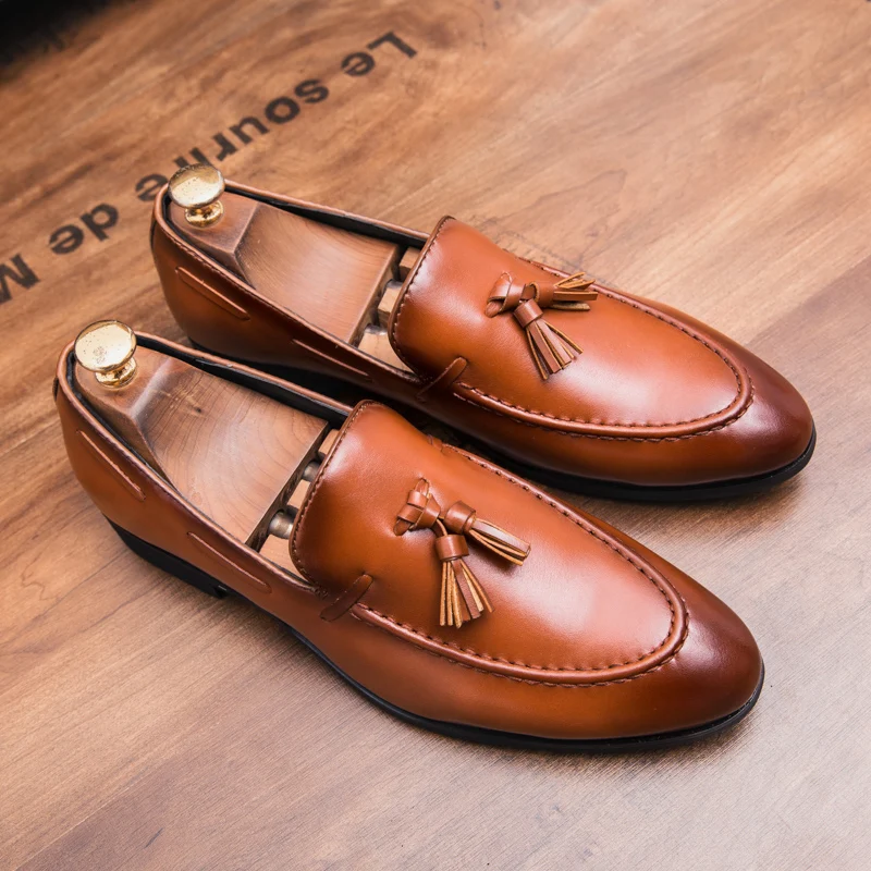 

Social Shoe Male High Quality Formal Leather Shoes Men Casual Tassels Business Loafers For Man Dress Shoes Comfortable