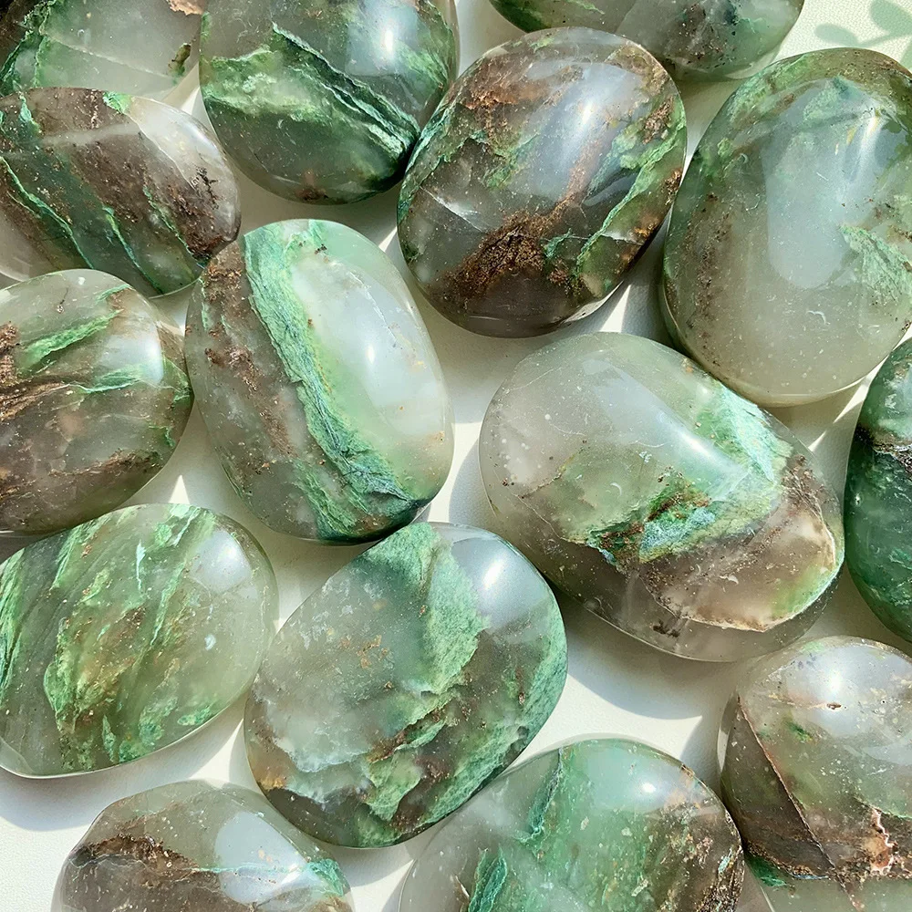 1pc Natural  African Jade Crystals Quartz Spiritual Healing Palm Stones  African Jade Polished Stone Palms for Decor