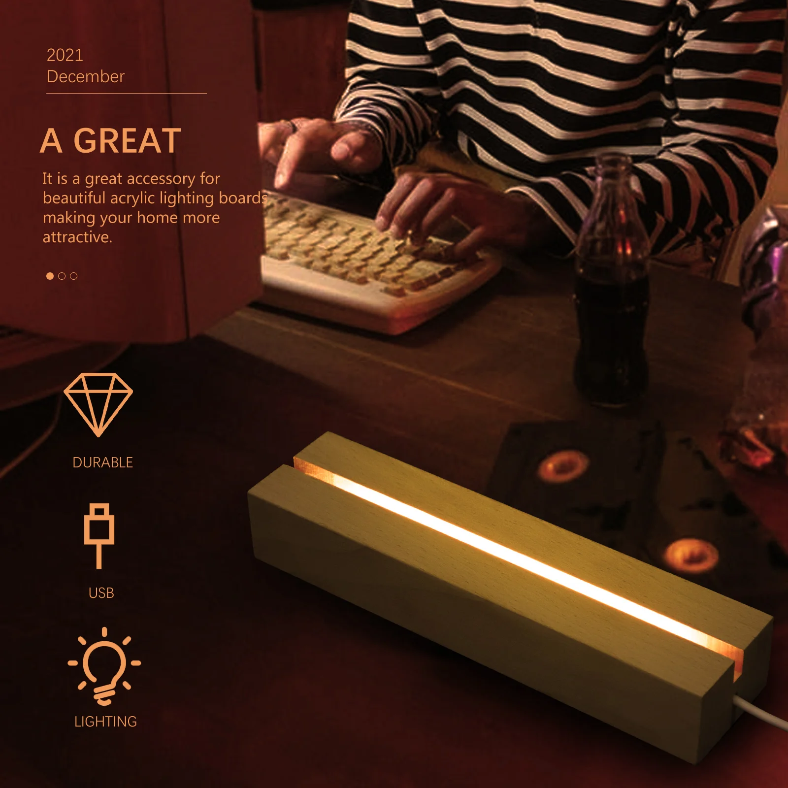 

Wooden Night Lamp Base LED Light Stand Home Decor Indoor Lighting Accessory Display Pedestal Durable Unique Warm