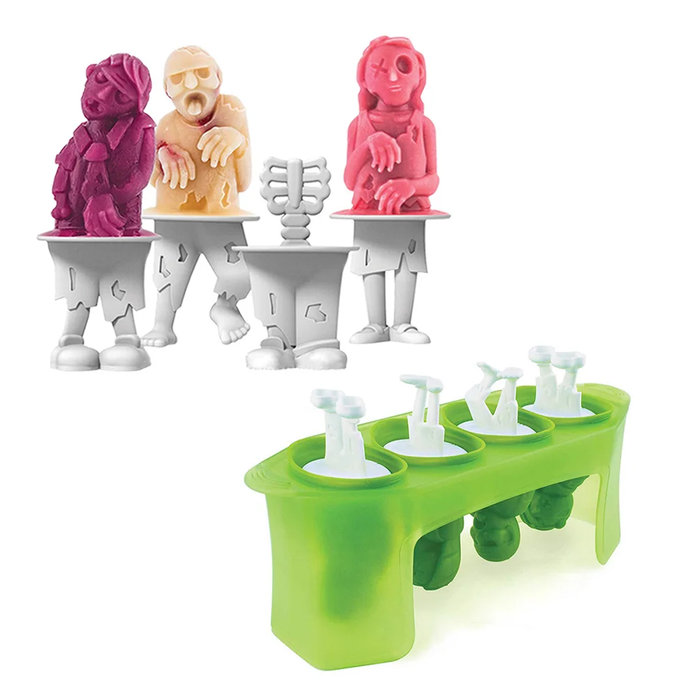 Zombie Tiki Ice Cream Mold Silicone Popsicle Maker Halloween DIY Frozen Ice Pop Mould for Kids Homemade Kitchen Tool
